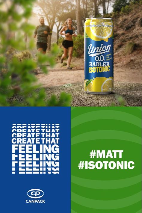 When you introduce a zero-alcohol, lemon isotonic-flavored beer with vitamins and minerals for regeneration after a workout, your packaging has to communicate what the drink is all about in an instant. Union Radler ticks all the boxes with this outstanding design, with the MATT effect that gives some pop to its light look and feel! #FEELRecharged #CANPACK #CreateThatFeeling Isotonic Drink Packaging, 90s Drinks Alcohol, Isotonic Drink, Zero Alcohol, Flavored Beer, Drink Packaging, Drinks Packaging Design, Beverage Packaging, A Workout