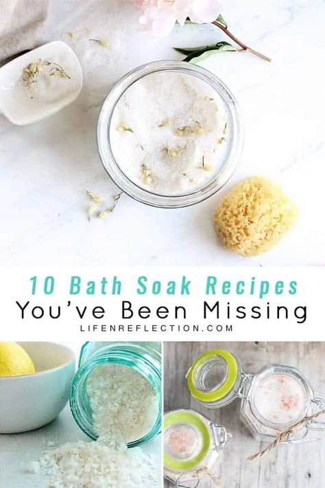 10 Incredible Bath Soak Recipes, You’ve Been Missing - LifenReflection Diy Bath Soak Recipes, Diy Bath Soak, Bath Soak Recipe, Bath Salts Recipe, Diy Essential Oil Recipes, Bubble Baths, Recipes Tutorials, Natural Beauty Recipes, Bath Recipes