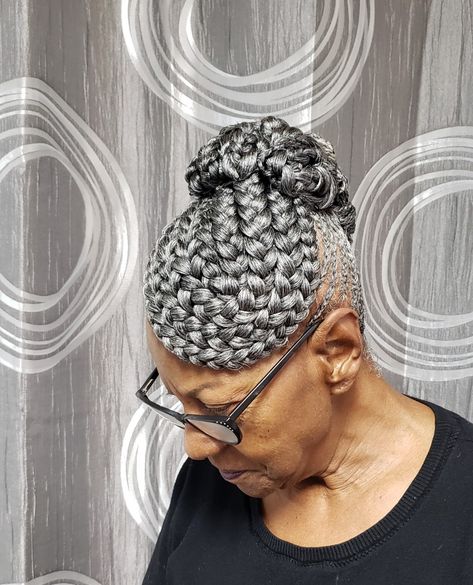 Gray Goddess Braids, Grey Hair Braids, Slade Wilson, Chic Hair, Natural Gray Hair, Black Hairstyles, Hair Braids, Crochet Hair, Goddess Braids