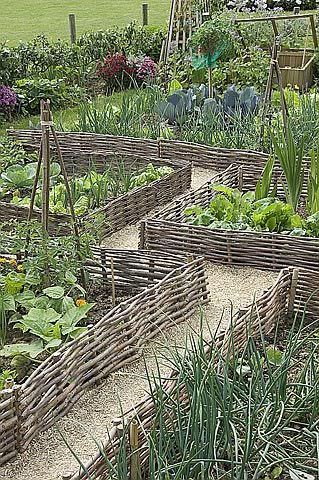 Wattle Fencing, Garden Layouts, Post Caps, Food Gardening, نباتات منزلية, Potager Garden, Diy Raised Garden, Garden Vines, Walled Garden