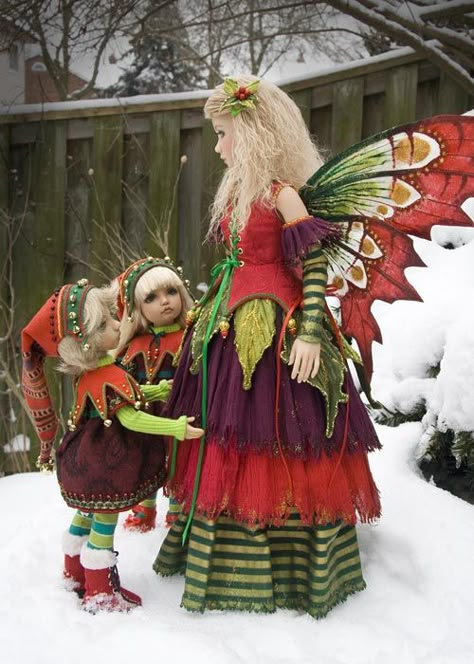 Christmas Faries, Fairy Costumes, Baby Kostüm, Fairy Outfit, Christmas Elves, Elves And Fairies, Green Fairy, Magical Things, Miniature Rooms