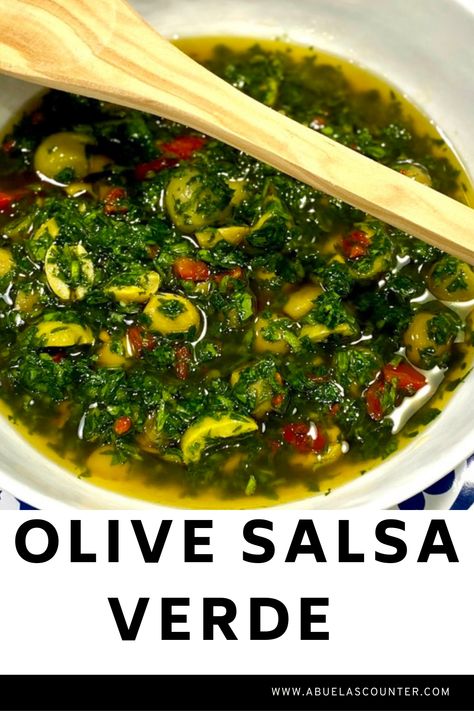 This Olive Salsa Verde is one of those sauces that can jazz up those weeknight staples. It will make any protein or side dish taste great and extra special. Fish In The Air Fryer, Olive Salsa, Best Sauces, Cuban Salsa, Roasted Tomato Salsa, Salsa Verde Recipe, Chimichurri Recipe, Weekday Dinner, Chimichurri Sauce