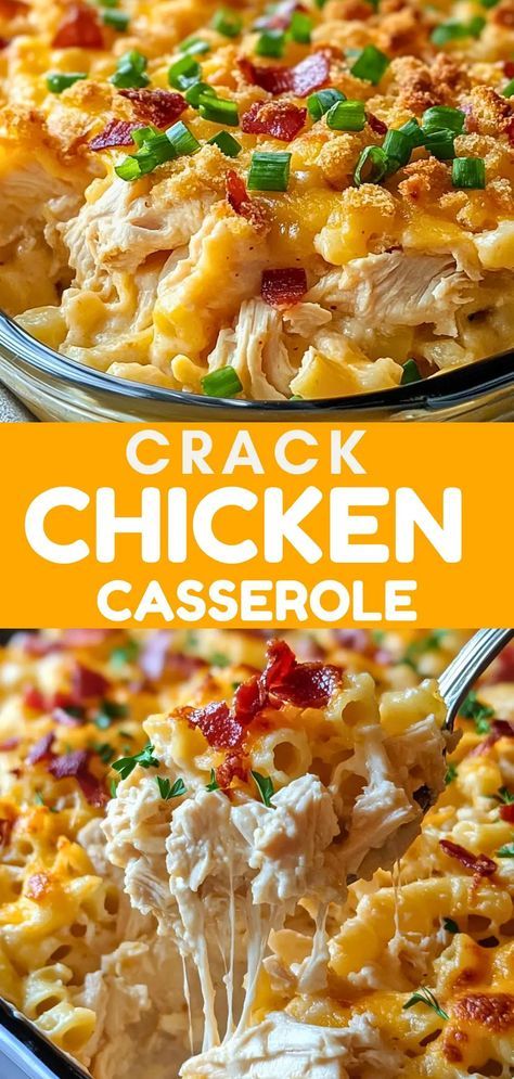 Crack Chicken Casserole – The Yummy Journey: Easy Dinner Recipes and Dessert Ideas Homemade Chicken Casserole, Chicken Surprise Casserole, Chicken Casserole Recipes For Dinner Easy, Easy Rotisserie Chicken Meals, Chicken Dishes For A Crowd, Chicken Casseroles For A Crowd, Shredded Chicken Recipes Casserole, Shredded Rotisserie Chicken Recipes, What To Make With Rotisserie Chicken