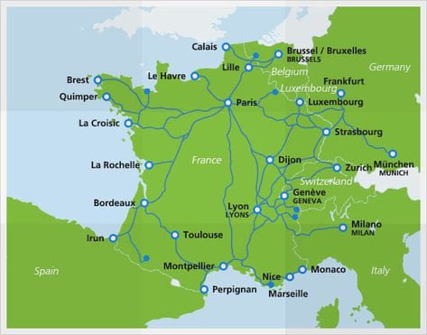 TGV high-speed train | Fast Speed Trains France | Eurail.com France Train, La Rochelle France, Milan Travel, Train Map, Europe Train, Spain Trip, Europe Holidays, Train Route, Travel Things