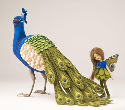 The Peacock Series by Maggie Iacono Peacock Sculpture Clay, Crochet Peacock Vintage Knit Crochet Pattern Shop, Peacock Doll, Peacock Doll Dress, Peacock Stuffed Animal, Ceramic Peacock Sculpture, Peacock Pictures, Peacock Decor, Peacock Art