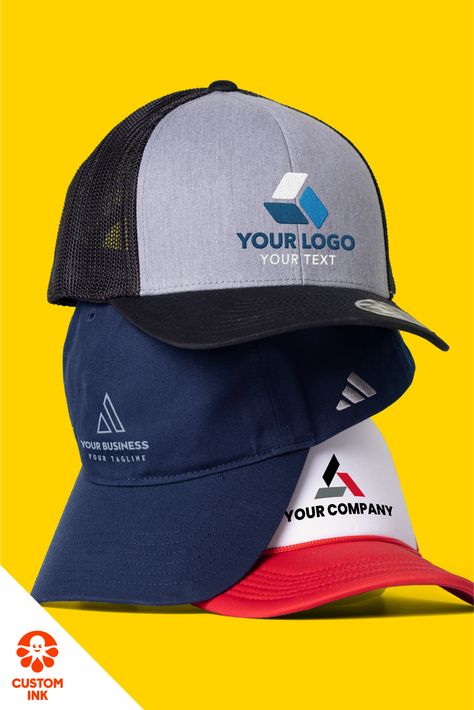 Keep your brand top of mind with our new hat additions. With fresh styles from top brands as well as perennial favorites, it’s easy to outfit your team in accessories that get your logo noticed. Sports Cap With Logo Print, Casual Cap With Logo Print, Custom Logo Cotton Baseball Cap, Casual Team-colored Baseball Cap With Logo, Casual Baseball Cap With Team Logo, Adjustable Fit, Promotional Items For Business, Business Promotional Gifts, Book Cover Design Template, Car Wash Business