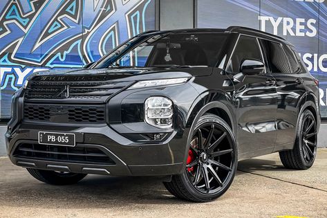 Mitsubishi Outlander on 22" XO Luxury Wheels Sydney in Gloss Black finish.  -  www.ozzytyres.com.au (Online 24/7)   The People’s Brand ❤ Outlander Car, Outlander Sport, Mitsubishi Outlander, Car Car, Gloss Black, Outlander, Sydney, Ford, Trucks