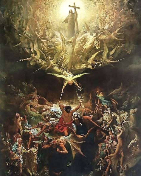 Triumph Of Christianity Over Paganism, Roman Catholic Art, Heaven Art, Pagan Art, Gustave Dore, Biblical Art, Dark Art Illustrations, Historical Art, Catholic Art