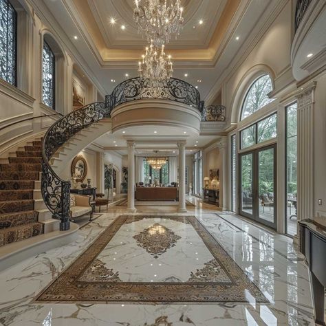 9+ Elegant Home Entrance Decoration Ideas for a Grand Entry • 333+ Art Images Mansion Interior Entrance, Luxury Hallway Ideas, Mansion Entrance Interior, Grand Home Entrance, Mansion Entrance, Luxury Mansions Interior Entrance, House Grand Entrance, Luxury Entryway Grand Entrance, Grand Staircase Entrance