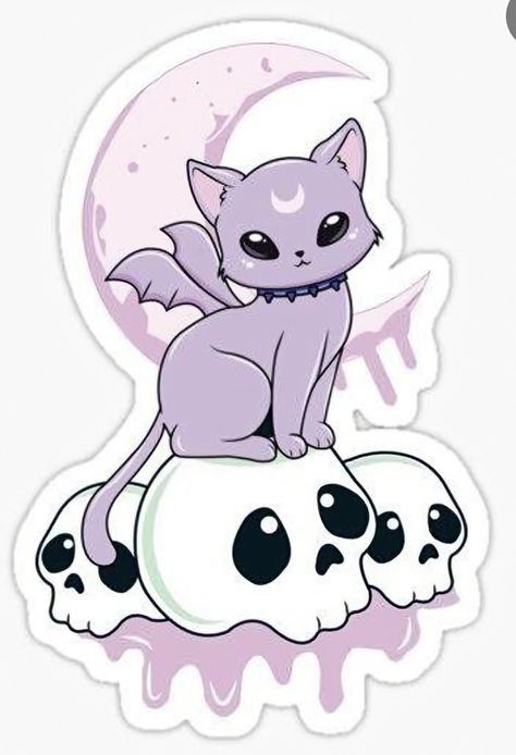 Pastel Goth Halloween, Kawaii Cat Drawing, Pastel Goth Art, Kawaii Pastel Goth, Goth Halloween, Halloween Wallpaper Iphone, Goth Art, Cat Artwork, Halloween Drawings