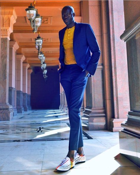 Summer Blue suit with yellow accents.  @babaraofficial Blue And Yellow Outfit, Outfit With Yellow, Yellow Shirt Men, Adekunle Gold, Blue Velvet Suit, Teal Outfits, Black Outfit Men, Outfit 2023, Yellow Suit