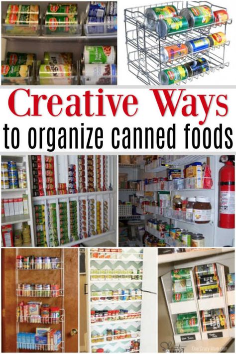 Learn how to organize canned food with these easy canned food storage ideas. Over 15 canned food storage hacks that will get your pantry in order. Canned Food Storage Ideas, Can Food Storage, Food Storage Hacks, Canned Good Storage, Food Storage Ideas, Canning Granny, Diy Pantry Organization, Can Food, Storage Hacks Diy