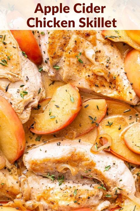 Apple Cider Chicken Skillet, Apple Bbq Chicken, Apple Recipes Dinner, Apple Cider Chicken, Fall Chicken Recipes, Cider Chicken, Pork Chops And Applesauce, Apple Chicken, Chicken Skillet