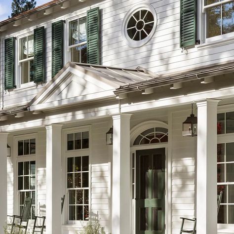 Montauk Home Portland Street of Dreams - Traditional - Exterior - Cleveland - by Alside | Houzz Colonial Window Trim, Front Door Landscape, Colonial Front Door, Colonial Windows, Front Door Landscaping, Front Door With Screen, French Design Style, Door Pictures, Southern Colonial