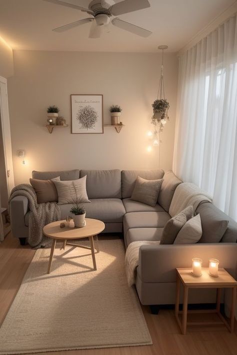 Light Gray Floors Living Room, Small Apt Living Room, Salas Aesthetic, Apartment Decorating Living, تصميم للمنزل العصري, Apartment Living Room Design, Dream Apartment Decor, Future Apartment Decor, Appartement Design