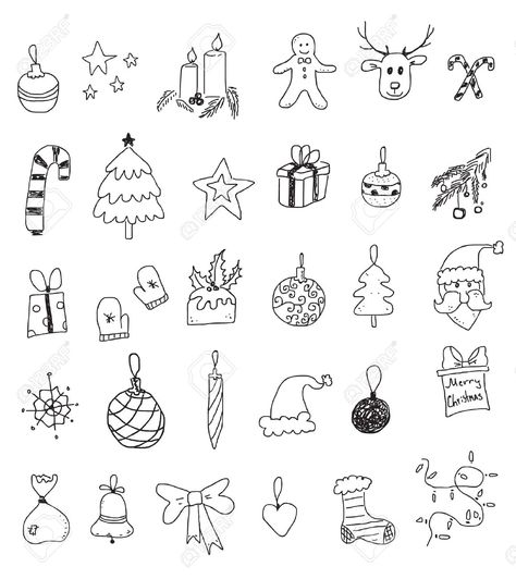 Christmas Doodles Stock Vector - 24748990 Stocking Doodle, Christmas Doodles Ideas, Xmas Drawing, Christmas Doodles, Sketch Notes, Easy Doodles Drawings, Bullet Journal Art, Diy Christmas Cards, Bullet Journal Doodles