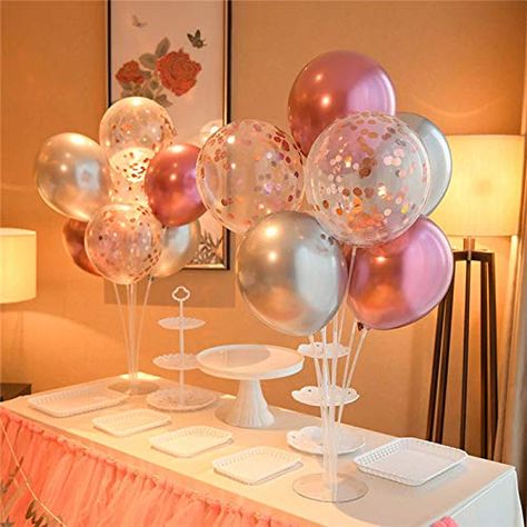 Partysanthe Balloon Stand Kit Set of Clear Table Desktop Balloon Holder with 7 Balloon Sticks, 7 Balloon Cups and 1 Balloon Base for Birthday Wedding Party Holiday Anniversary Decorations one Set #balloons#ballloondecor#balloonstand#tabledecor Balloon Table Centerpieces, Balloon Stand, Balloon Tree, Balloon Holders, Transparent Balloons, Photo Balloons, Led Balloons, Balloon Stands, Happy Birthday Balloons