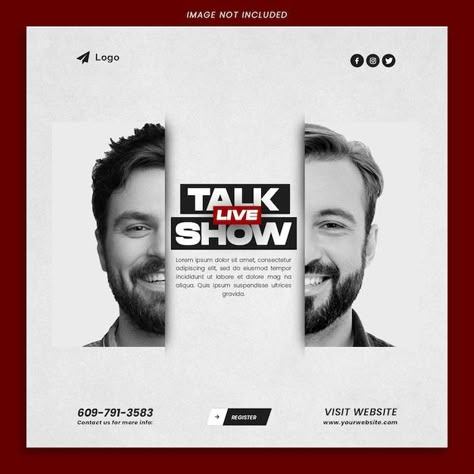 Podcast talk show social media post temp... | Premium Psd #Freepik #psd #conference #seminar #meeting #discussion Social Media Workshop, Digital Advertising Design, Social Media Branding Design, Poster Template Design, Menu Design Template, Facebook Cover Design, Social Media Post Template, Graphic Design Flyer, Photoshop Tutorial Design