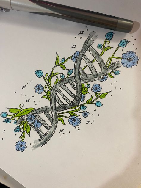 Art Inspo Markers, Hybridity Art, Growing Drawing, Beautiful Drawing Ideas, Drawing Ideas Creative Unique, Symmetrical Drawing, Cool Designs To Draw, Dna Drawing, Drawings Of Flowers