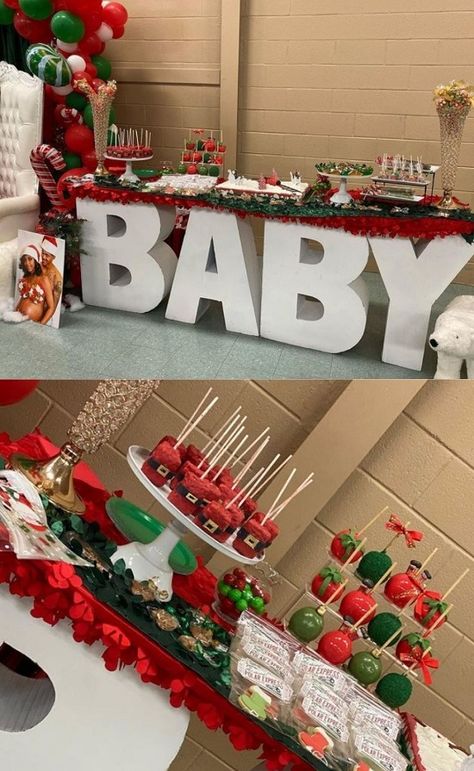 Christmas Baby Shower Ideas – Baby Shower Ideas 4U Christmas Themed Sprinkle, Christmas Baby Boy Shower Ideas, Santa Baby Gender Reveal Ideas, Santa Baby Shower Theme, Christmas Themed Baby Shower Ideas Boy, Baby Shower Ideas Christmas Theme, Christmas Theme Baby Shower Ideas Boy, Christmas Baby Shower Centerpieces, Christmas Baby Shower Food Ideas