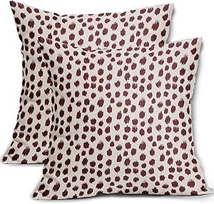 Burgundy Cream Pillow Covers 18x18 Set of 2 Boho Design Polka Dot Throw Pillows Modern Brush Strokes Print Decorative Outdoor Pillowcase Square Cushion Cover Linen Pillow Case for Home Sofa Couch Bed Throw Pillows Modern, Cream Pillow Covers, Cream Pillow, Brush Strokes Pattern, Cream Throw Pillows, Square Cushion Cover, Cream Pillows, Boho Throw Pillows, Orange Pillows