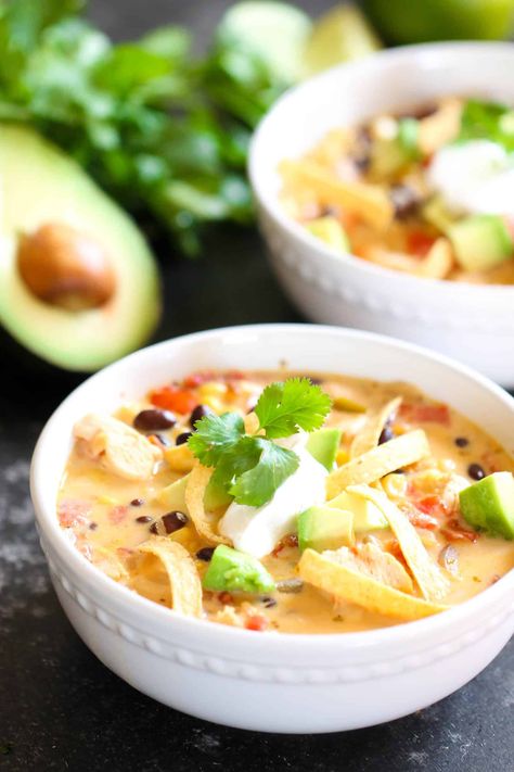 Our Cheesy Southwest Chicken Soup Recipe is a family dinner favorite! Loaded with flavor and ready in 30 minutes from start to finish. Southwest Soup Recipe, Southwest Soup, Six Sister, Six Sisters Recipes, Southwest Chicken Soup, Fajita Soup, Chicken Fajita Soup, Comfort Soup Recipes, Six Sisters Stuff