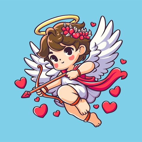 Vector vector illustration cute cupid fo... | Premium Vector #Freepik #vector #fun #background #holiday #lovely Cupid Drawing, Cupid Love, Illustration Cute, Valentines Day Love, Valentine Day Love, Vector Photo, Premium Vector, Painted Rocks, Graphic Resources