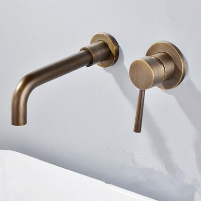 Antique Brass Concealed Installation Wall Mounted Bathroom Sink Tap T0245A Bathroom Tap Ideas, Sink Taps Bathroom, Brass Bathroom Taps, Wall Mounted Taps Bathroom, Brass Taps Bathroom, Antique Brass Tapware, Aged Brass Bathroom Fixtures, Bathroom Taps Modern, Brass Tapware Bathroom