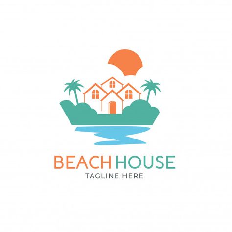 Logo de la maison de plage Vecteur Premi... | Premium Vector #Freepik #vector #logo #affaires #voyage #eau Beach House Logo, Cottage Logo, Resort Logo, House Logo, Holiday Park, Beach Cottage, Home Logo, Emblem Logo, Hotels And Resorts