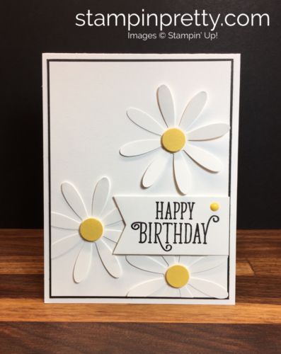 Daisy Punch & Happy Birthday Gorgeous birthday card created by Mary Fish, Stampin’ Up! Demonstrator.  1000+ StampinUp & SUO card ideas.  Read more https://stampinpretty.com/2017/05/simple-birthday-card-with-new-daisy-punch.html Pretty Punch, Mary Fish, Daisy Cards, Simple Birthday Cards, Homemade Birthday Cards, Card Simple, Bday Cards, Birthday Cards Diy, Stamping Up Cards