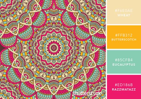 101 Color Combinations to Inspire Your Next Design – Mandala Color Palette Tattoo Calf, Red Images, Color Schemes Colour Palettes, Mandalas Painting, Color Palette Bright, Mandalas Drawing, Mandalas Design, Desenho Tattoo, Color Swatch