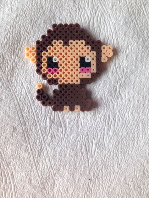 A cute Perler Bead Monkey Monkey Perler Bead Pattern, Mini Monkey, Crafts To Do When Your Bored, Hamma Beads Ideas, Melty Beads, Pony Bead Patterns, Diy Perler Bead Crafts, Animal Crafts For Kids, Diy Perler Beads