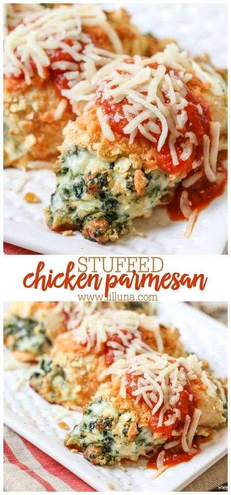 Stuffed Chicken Parmesan, Delicious Chicken Dinners, Chicken Breast Recipes Baked, Stuffed Chicken Breast, Cheese Stuffed Chicken, Chicken Parmigiana, Mozzarella Chicken, Dinner Chicken, Chicken Main Dishes