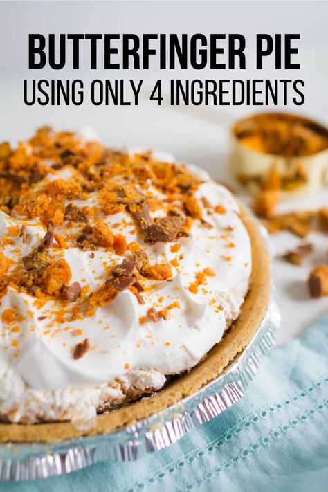 Recipe For Butter Chicken, Butterfinger Pie Recipe, Butterfinger Recipes, Butterfinger Cheesecake, Butterfinger Pie, Fancy Deserts, Summer Pie Recipes, Dessert Pie Recipes, Butterfinger Candy