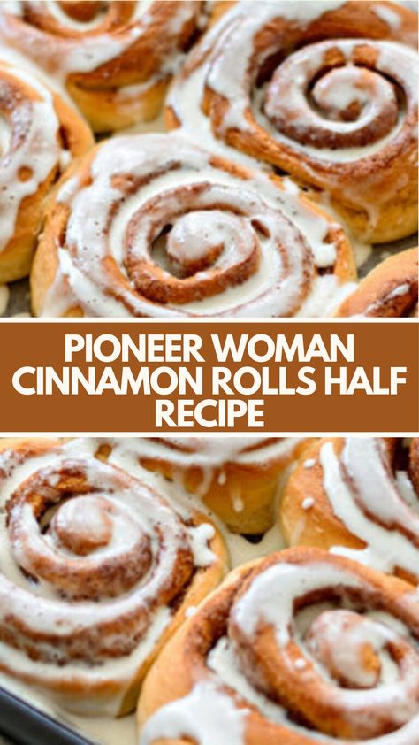 This Pioneer Woman Cinnamon Rolls Half Recipe gives you the same soft, gooey, and delicious cinnamon rolls as the original, but scaled down to make about 20-25 rolls.

It’s perfect for smaller gatherings, cozy weekends, or whenever you’re craving a sweet treat without making a huge batch. Topped with a rich maple frosting, these rolls are sure to satisfy any sweet tooth! Carters Blonde Cinnamon Rolls Half Batch, Cinnamon Rolls Homemade Pioneer Woman, Quick Yeast Cinnamon Rolls, Cinnamon Pumpkin Rolls, Huge Cinnamon Rolls Recipe, Ree Drummond Cinnamon Rolls, Cinnamon Roll Filling Recipe, Cimmanon Rolls, Pioneer Woman Cinnamon Rolls Recipe