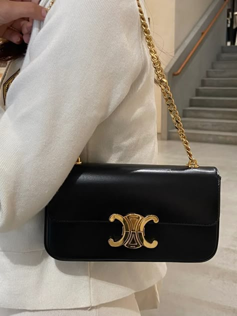 Celine Bag Outfit, Tas Celine, Celine Triomphe Shoulder Bag, Triomphe Shoulder Bag, Celine Triomphe, My Style Bags, Luxury Bags Collection, Handbag Essentials, Bag Obsession