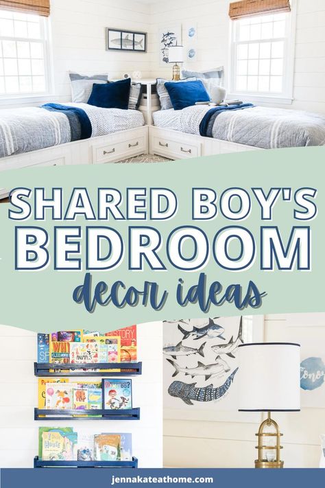 If your sons are like mine and sharing a small space, you may feel overwhelmed at the thought of decorating and organizing a beautiful, boy-friendly space. Check out these before and afters of my boys' shared bedroom for inspiration to decorate and organize a functional space. Two Boys Bedroom Ideas, Small Boys Room, Shared Boys Bedroom, Small Shared Bedroom, Shared Boys Rooms, Boys Shared Bedroom, Kids Shared Bedroom, Shared Kids Room, Children Room Boy