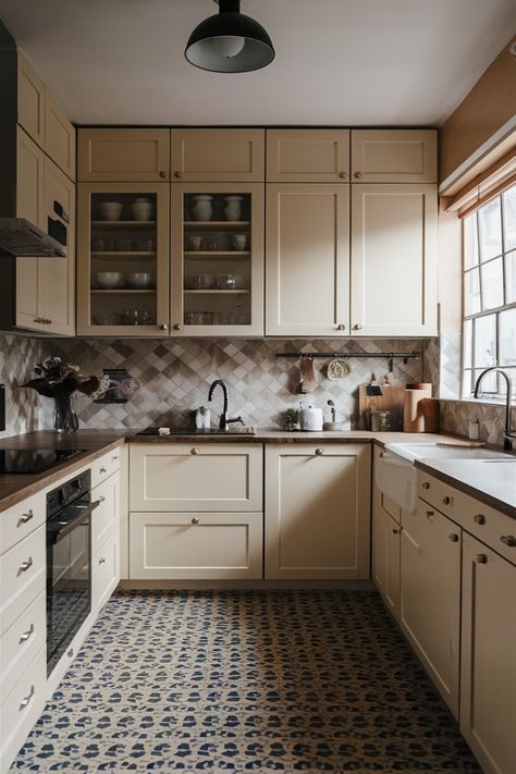 Rustic Parisian Kitchen, Small Kitchen Classic, Two Tone Wood And White Kitchen Cabinets, Modern Parisian Kitchen Design, Modern Parisian Kitchen, Parisian Apartment Kitchen, Parisian Kitchen Design, Wood And White Kitchen Cabinets, French Parisian Kitchen