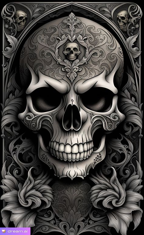 trading_card Realistic Skull Tattoo, Skulls Wallpaper, Cool Skull Drawings, Black Skulls Wallpaper, Realistic Skull, Skeleton Artwork, Sugar Skull Artwork, Arte Punk, Skull Pictures