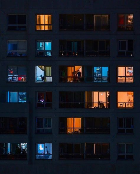 Somewhere Magazine on Instagram: “@anajugob Via @ukio.global” Building Windows, Art Unit, Night Window, Apartment Aesthetic, Cinematic Photography, Through The Window, Window Painting, City Buildings, Night City