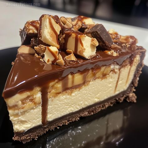 Snickers Cheesecake - The Ultimate Dessert Indulgence - Recipes By Clare Snicker Cheesecake Recipe, Snicker Desserts, Snickers Cheesecake Recipe, Millionaires Cheesecake, Snickers Dessert, Chocolate Cookie Crust, Chocolate Cherry Cookies, Snickers Candy Bar, Snickers Cheesecake