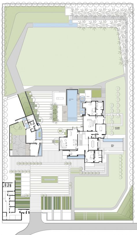 Modern Farmhouse Floorplan, Farmhouse Layout, Large Floor Plans, Contemporary Residence, Central Courtyard, Farmhouse Floor Plans, Modernist House, Architectural Floor Plans, Villa Plan