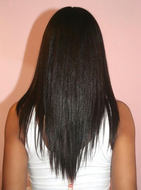 The v shape cut is how I've always had my hair cut. Never straight across. V Cut Hair, V Shaped Haircut, V Shape Hair, Layered Hair With Bangs, Brazilian Straight Human Hair, Straight Hair Bundles, Long Layered Haircuts, Haircut Inspiration, Long Layered Hair