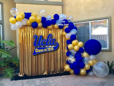 #UCLA #uclapartydecor #graduationparty #collegegraduation #balloongarland #backdropdesign  UCLA balloon garland backdrop. Ucla Party, Trunk Party Ideas College, Photobooth Background, Ucla Graduation, Balloon Garland Backdrop, Diy Graduation Decorations, Graduation Party Photo Booth, High School Graduation Party Decorations, College Grad Party