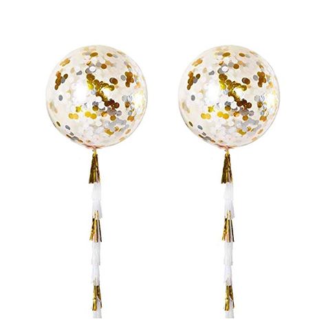 Amazon.com: ZOOYOO 36" Gold Tissue Paper Tassels Confetti Balloons Pack of 2 (clear): Health & Personal Care