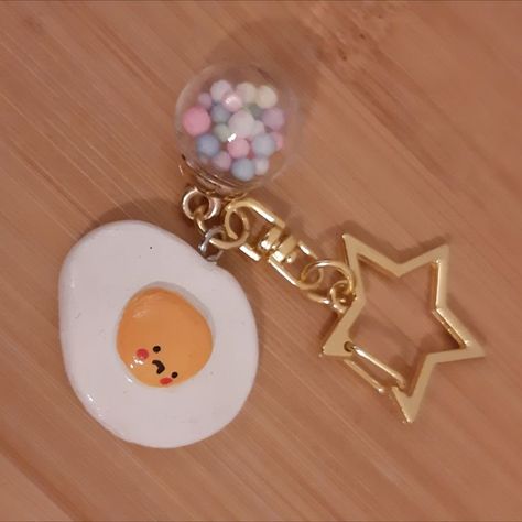 Handmade clay keychain from @deadedens available on Etsy <3 ! Egg Keychain, Clay Keychain, Handmade Clay, Egg, Charm Bracelet, Pins