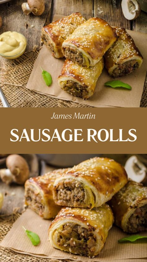 James Martin Sausage Rolls British Sausage Rolls, Pastry Folding, Savory Rolls, Scrolls Recipe, Liver And Bacon, James Martin Recipes, Sautéed Onions, Sausage Rolls Recipe, Sausage Meat