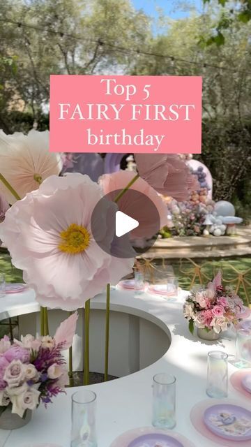 Large Flower Art on Instagram: "Some of my favorite outdoor fairy birthday events!   Which one is your favorite?!" Fairy Tail First Birthday Party, Fairy First Birthday Backdrop Ideas, Fairy 1st Birthday Party Decoration, Diy Fairy Decorations Birthday Parties, First Fairy Birthday, My Fairy First Birthday Backdrop, Fairy First Birthday Photoshoot, Fairy Birthday Balloon Arch, Enchanted Tea Party Birthday