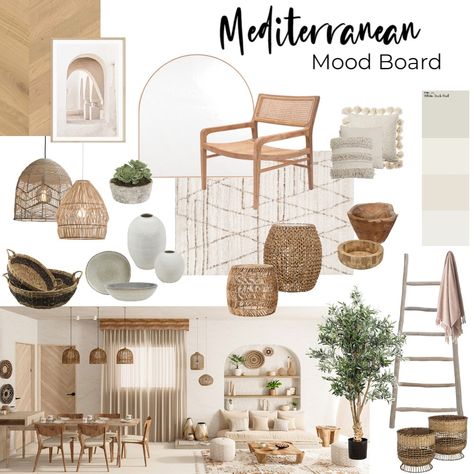 Mediterranean Mood Board, Ibiza Houses, Modern Coastal Living Room, Mediterranean Living Room, Materials Board Interior Design, Mediterranean Interior Design, Mood Board Interior, Mediterranean Interior, Design Mood Board