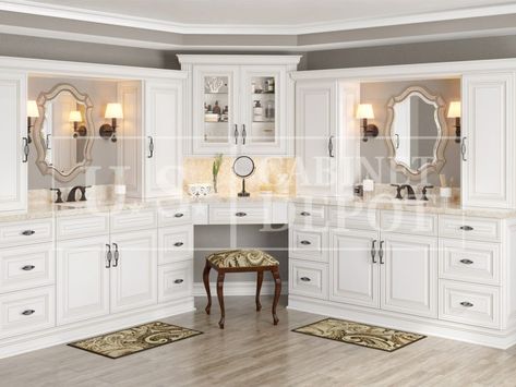 Kitchen Images | US Cabinet Depot French Lake House, Closet Makeup Vanity, Kitchen Cabinets Ikea, Master Bath Remodel Ideas, Bathroom Tub Shower Combo, Cabinets Ikea, Master Vanity, 10x10 Kitchen, Antique White Cabinets